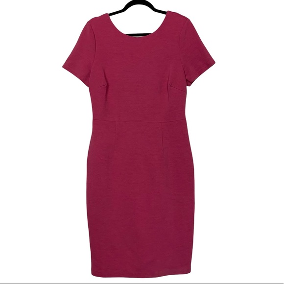 Boden Ribbed Short Sleeve Cutout Back Fitted Empire Waist Pencil Dress US 12R - Picture 1 of 8